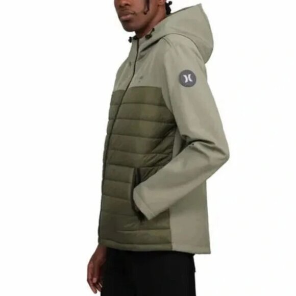 Hurley Men's Windbreaker Softshell Quilted Wind Resistant Fabric Jacket - Picture 2 of 5